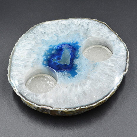 Blue Natural Quartz Tealight Holder Agate