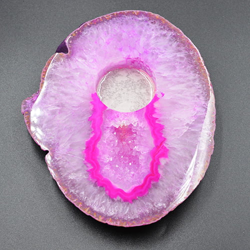 Agate Geode Tealight Holder Pair Pink