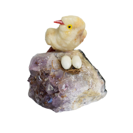 Calcite Amethyst Bird On Nest