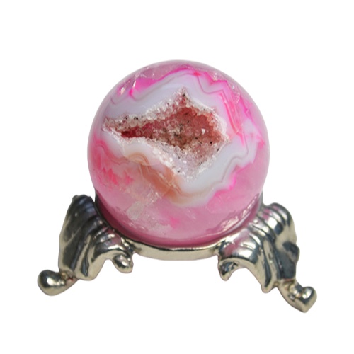 Agate Geode Sphere Pink