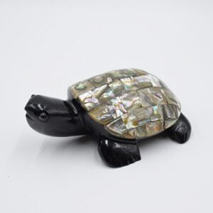Black Obsidian Turtle with Abalone shell