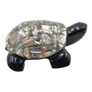 Black Obsidian Turtle with Abalone Shell