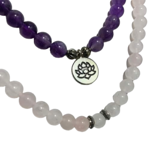 Mala Prayer Beads Necklace Amethyst Rose Quartz
