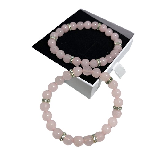 Rose Quartz Bracelet with Diamante
