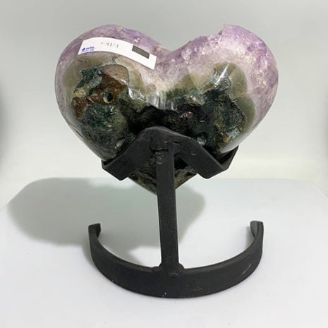 Amethyst Geode Heart on Metal Stand