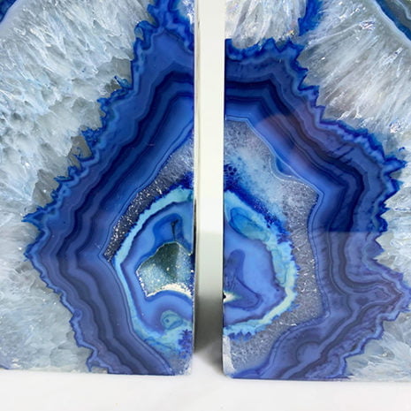 Blue Agate Bookends Set