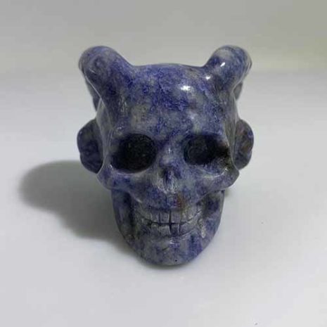 Sodalite Carved Skull With Horns