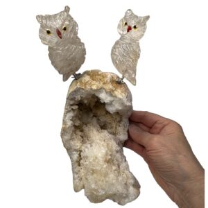 Clear Quartz Owl Pair