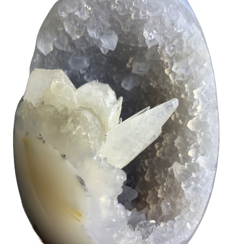 Agate Geode Egg with Calcite Point