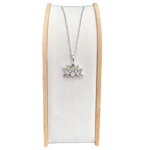 Moldavite Lotus S Silver Pendant/Necklace