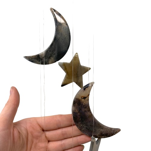 Moon and Stars Agate Wind Chimes